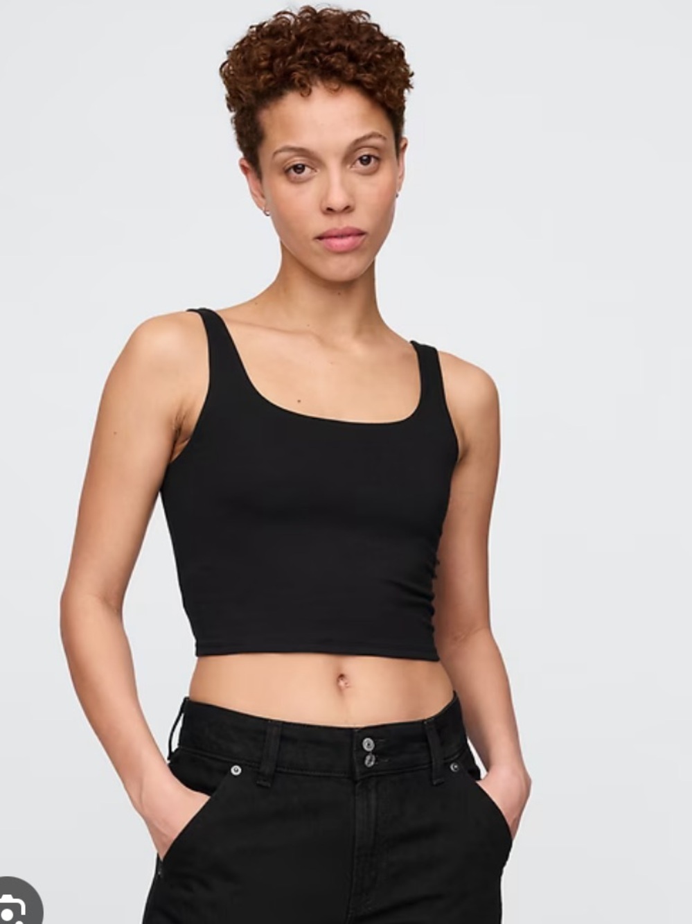Black double layer crop top SMALL GAP CloseKnit Jersey Brami black tank top